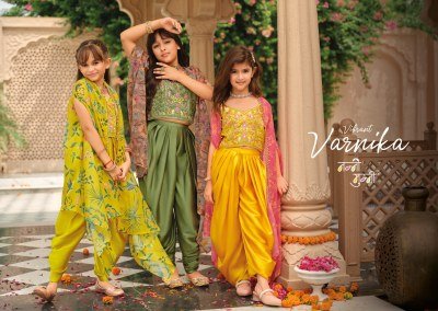 NANNI-MUNNI VARNIKA Kids Satin Silk Choli Dhoti Set with Shrug Womens