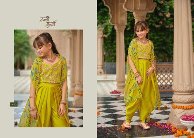 NANNI-MUNNI VARNIKA Kids Satin Silk Choli Dhoti Set with Shrug readymade suits