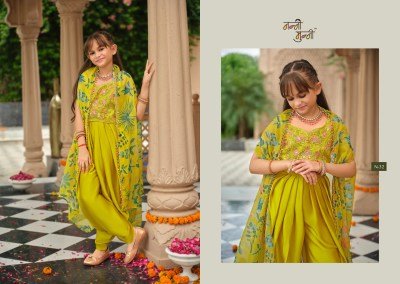 NANNI-MUNNI VARNIKA Kids Satin Silk Choli Dhoti Set with Shrug readymade suits