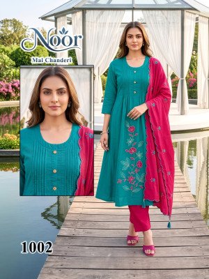 NOOR Vol-1 Mal Silk Embroidery Sequance  Kurti 3-Piece Set kurti pant with dupatta Catalogs