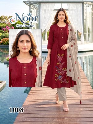 NOOR Vol-1 Mal Silk Embroidery Sequance  Kurti 3-Piece Set kurti pant with dupatta Catalogs