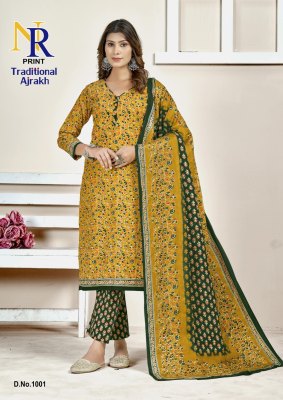 NR lunch Ajarakh printed pure cotton readymade suit collection Amavi