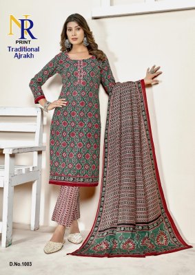 NR lunch Ajarakh printed pure cotton readymade suit collection readymade suit catalogs