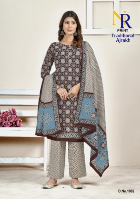 NR lunch Ajarakh printed pure cotton readymade suit collection readymade suit catalogs