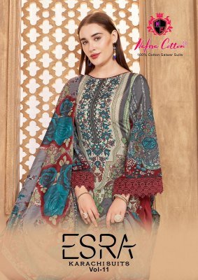 Nafisa Esra Karachi suit  Vol 11  salwar suit pure cotton catalogue pcs wholesale rate   dress material catalogs
