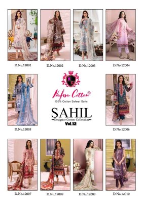 Nafisha Cotten Sahil Designer Cotten Collection Vol 12 Karachi Cotton Pakistani Salwar suits catalogue wholesale  pakistani suit catalogs