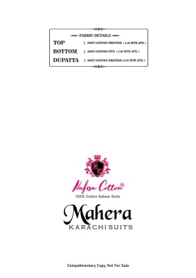Nafisha Cotton Mahera Karachi Pakistani suits catalogue wholesaler  pakistani suit catalogs