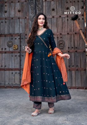 Nafiza by mitto designer anarkali reyon readymade suit catalogue at low rate readymade suit catalogs