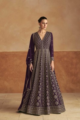 Nagma by Gulkayra Designer Real Chinon Free Sized Embroidered Gown with Dupatta collection at amavi Expo gown catalogs