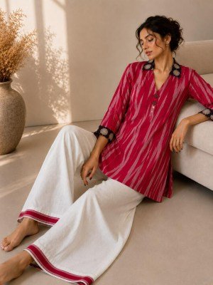 Nagri Ilampalli Ikat Cotton Gamthi Style Short Top Palazzo Set with Mirror Work wholesale catalogs
