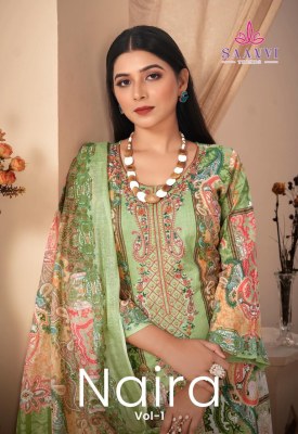 Naira vol 1 by Saanvi Trends Heavy lawn cotton printed kurti pant and dupatta catalogue at affordable rate Amavi