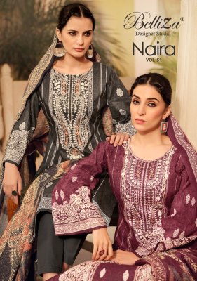 Naira vol 51 by belliza pure cotton digital printed unstitched dress materia; catalogue at low rate salwar kameez catalogs
