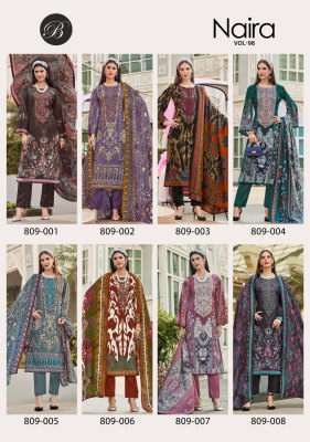 Naira vol 8 by Belliza digital printed exclusive Unstitched suit catalogue at low rate dress material catalogs