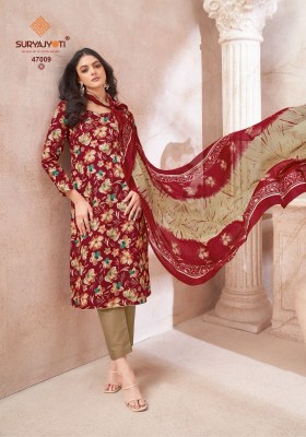 Naishaa by Suryajyoti Presented Jam Satin Printed unstitched suit catalogue at low rate dress material catalogs