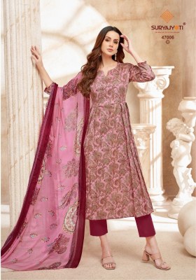 Naishaa by Suryajyoti Presented Jam Satin Printed unstitched suit catalogue at low rate dress material catalogs