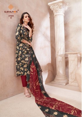 Naishaa by Suryajyoti Presented Jam Satin Printed unstitched suit catalogue at low rate dress material catalogs