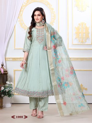 Nari vol 1 by Karishna Trends Roman silk flair readymade suit at amavie expo readymade suit catalogs