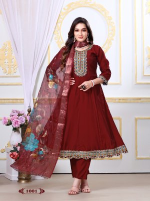Nari vol 1 by Karishna Trends Roman silk flair readymade suit at amavie expo readymade suit catalogs
