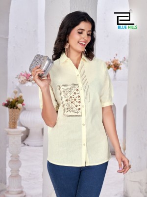 Nathalia by Blue Hills Cotton Flex embroidered work with openable button Girls Shirt Catalogue at low price  western wear catalogs