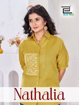Nathalia by Blue Hills Cotton Flex embroidered work with openable button Girls Shirt Catalogue at low price  western wear catalogs