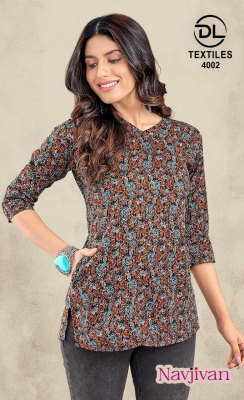 Navjivan vol 4 by DL Textiles Short printed Designer Top collection with affordable rate western wear catalogs