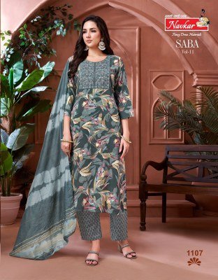 Navkar Saba Vol 11 Ethnic Suit Set  Embroidered Rayon Top, Printed Bottom With Pocket, And Chanderi Dupatta, Wholesale kurtis catalogs