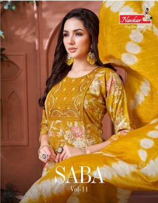 Navkar Saba Vol 11 Ethnic Suit Set  Embroidered Rayon Top, Printed Bottom With Pocket, And Chanderi Dupatta, Wholesale kurtis catalogs