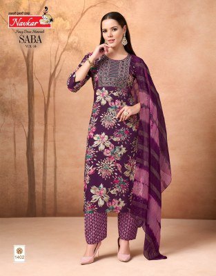 Navkar Saba Vol 14 Rayon Embroidery Work Kurti Pant Dupatta  readymade suit catalogs