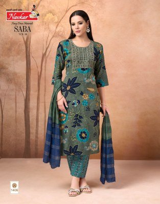 Navkar Saba Vol 14 Rayon Embroidery Work Kurti Pant Dupatta  readymade suit catalogs