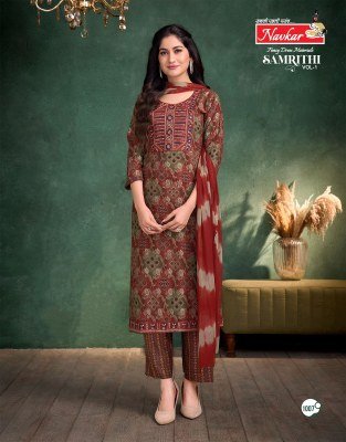 Navkar Samrithi Vol 1 Designer Embroidery Kurta with Pocket, Capsule Print Bottom And Chiffon Dupatta Wholesale kurtis catalogs