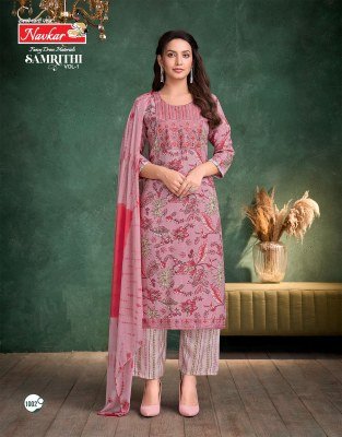 Navkar Samrithi Vol 1 Designer Embroidery Kurta with Pocket, Capsule Print Bottom And Chiffon Dupatta Wholesale kurtis catalogs