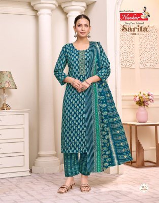 Navkar Sarita Vol 1 Malaysian Cotton Print Top And Pant with Mal Mal Printed Dupatta Wholesale kurtis catalogs