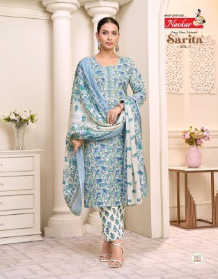 Navkar Sarita Vol 1 Malaysian Cotton Print Top And Pant with Mal Mal Printed Dupatta Wholesale kurtis catalogs