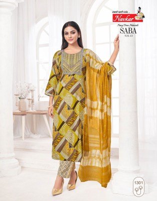 Navkar brand Saba VOL 13 Embroidered Rayon Kurti with Foil Print And Chanderi Dupatta Wholesale Ethnic Wear Bulk readymade suit catalogs