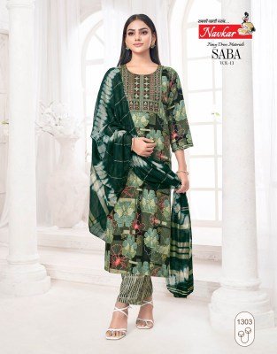 Navkar brand Saba VOL 13 Embroidered Rayon Kurti with Foil Print And Chanderi Dupatta Wholesale Ethnic Wear Bulk readymade suit catalogs