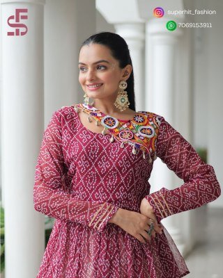 Navratri 1184 Pink Colour Splendor Kora Cotton Lehenga Choli Bandhani Print Kora Cotton Lehenga with Gota Patti And Kutchi Gamthi Patchwork Wholesale lehenga choli