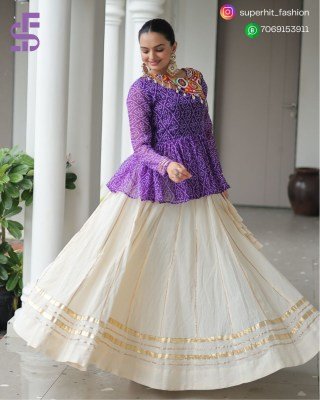 Navratri 1184 Purple Colour Splendor Kora Cotton Lehenga Choli Bandhani Print Kora Cotton Lehenga with Gota Patti And Kutchi Gamthi Patchwork Wh lehenga choli