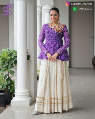 Navratri 1184 Purple Colour Splendor Kora Cotton Lehenga Choli Bandhani Print Kora Cotton Lehenga with Gota Patti And Kutchi Gamthi Patchwork Wh lehenga choli