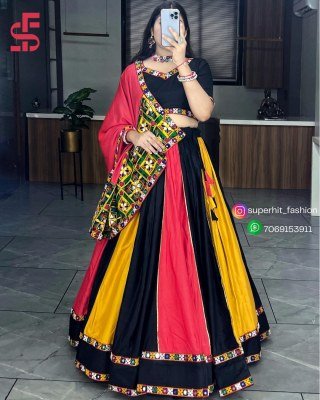 Navratri 8040 Multi Color Gota Patti Lehenga  Festive Flare Multicolor Kali Lehenga Multi Color Kali  Real Mirror  Gota Patti And Kutchhi Work Wholesa lehenga choli