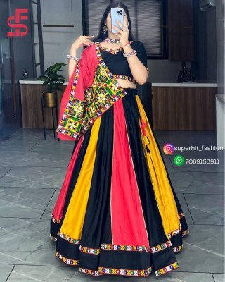 Navratri 8040 Multi Color Gota Patti Lehenga  Festive Flare Multicolor Kali Lehenga Multi Color Kali  Real Mirror  Gota Patti And Kutchhi Work Wholesa lehenga choli