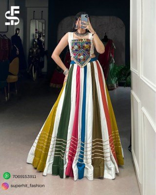 Navratri Collection 1615 White Colour Pure Rayon Mirror Gamthi Work Lehenga Choli with Gota Patti, Jarkan Diamond And Kodi Lace Detailing Kodi Lace wh lehenga choli