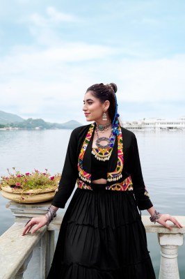 Navratri Collection 1662 Rajudi Lehenga Choli Pure Rayon with Original Mirror Gamthi Work And Cowrie Lace Stitched Rayon Lehenga Choli Wholesale lehenga choli