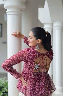 Navratri Collections 2026 KA-1185 Bandhani Print Kutchi Gamthi Patchwork Top kurtis catalogs