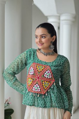 Navratri Collections 2026 KA-1185 Bandhani Print Kutchi Gamthi Patchwork Top kurtis catalogs