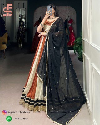 Navratri Glam Lehenga Choli 1614 Cream Colour Mirrorwork Lehenga Set  Sequins Gamthi Accents Festive Real Mirror Work lehenga choli