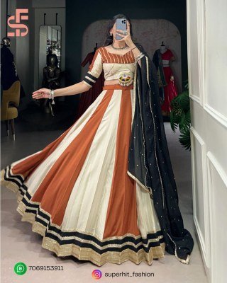 Navratri Glam Lehenga Choli 1614 Cream Colour Mirrorwork Lehenga Set  Sequins Gamthi Accents Festive Real Mirror Work lehenga choli