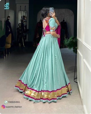 Navratri Glow Nine Nights Rayon Lehenga Set 1748 Sky Blue Colour with Mirror Gamthi Work Mirror, Lace  Cowrie Lehenga with Lace & Kodi Accents Wholesa lehenga choli