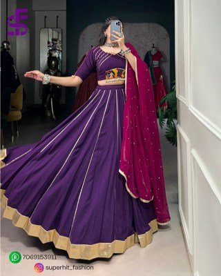 Navratri Lehenga Choli 1655 Dark Blue Colour Designer Pure Rayon Lehenga Choli Set Gotta Patti Lace  Mirror Gamthi  Cowrie Accents And Embroidered  lehenga choli