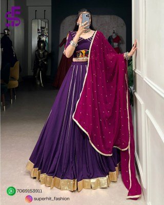 Navratri Lehenga Choli 1655 Dark Blue Colour Designer Pure Rayon Lehenga Choli Set Gotta Patti Lace  Mirror Gamthi  Cowrie Accents And Embroidered  lehenga choli