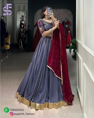 Navratri Lehenga Choli 1655 Purple Colour Designer Pure Rayon Lehenga Choli Set Gotta Patti Lace  Mirror Gamthi  Cowrie Accents And Embroidered  Amavi